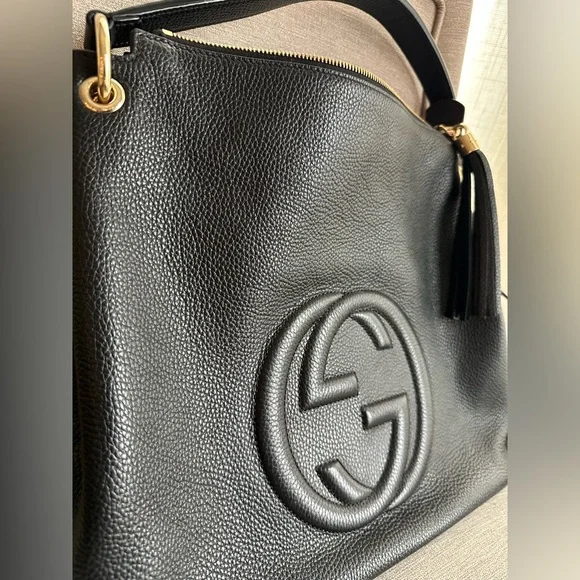 Gucci Black Pebbled Calfskin SoHo Hobo Bag Large - Picture 2 of 15